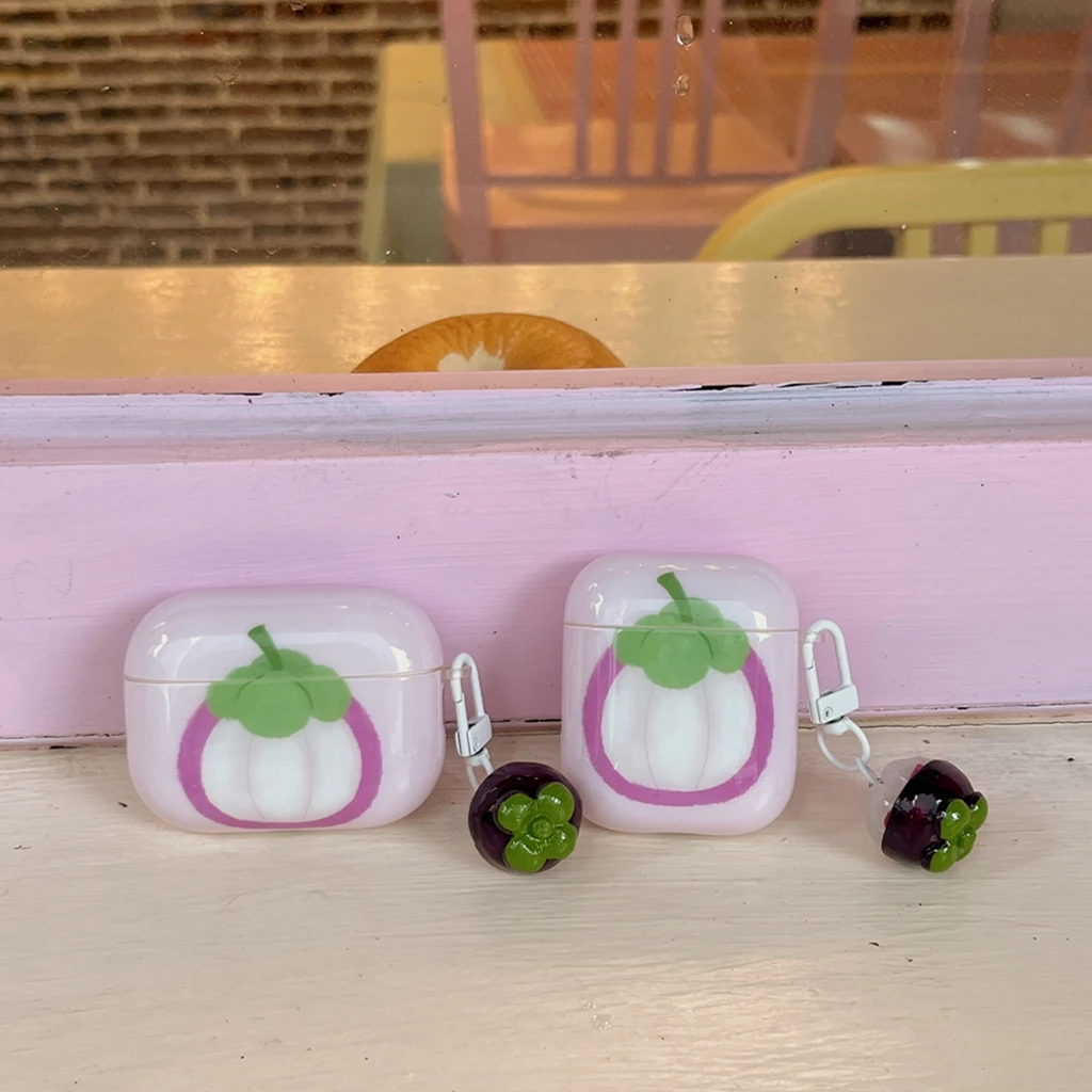 Чехол с с стереоскопической подвеской Sweet Colorision Fruit Mangosteen для AirPods 1 или 2 3 4 AirPods Pro 2