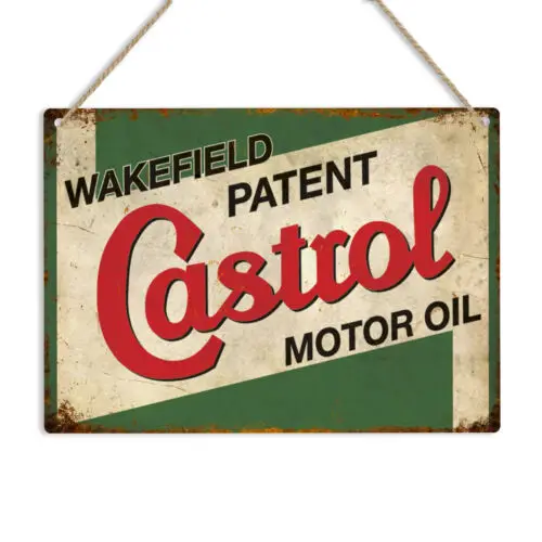 CASTROL MOTOR OIL Ретро Винтаж Металлическая Оловянная Настенная Табличка Гараж Человек Пещера Знак Автомобиля