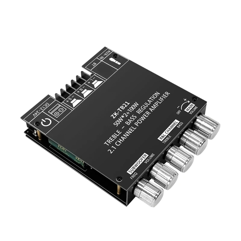 ZK TB21 2.1-канальный модуль цифрового усилителя мощности BT5.0 с чипом TPA3116D2, входы AUX, 50 Втx2 + 100 Вт, сабвуфер