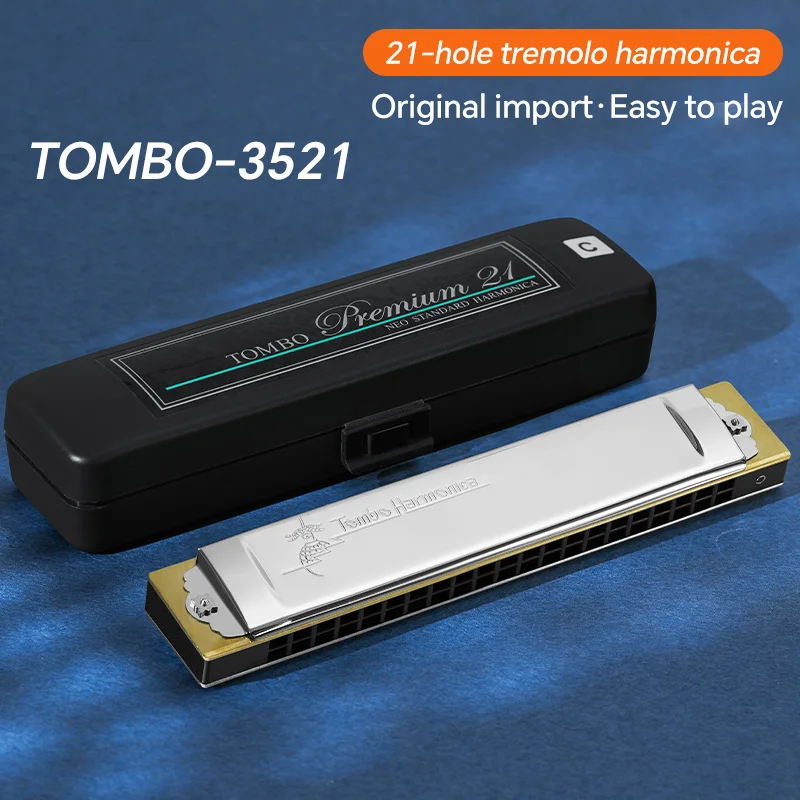 Диатонический гармошка Tombo 3521, корпус из нержавеющей стали, полифония, 21 отверстие