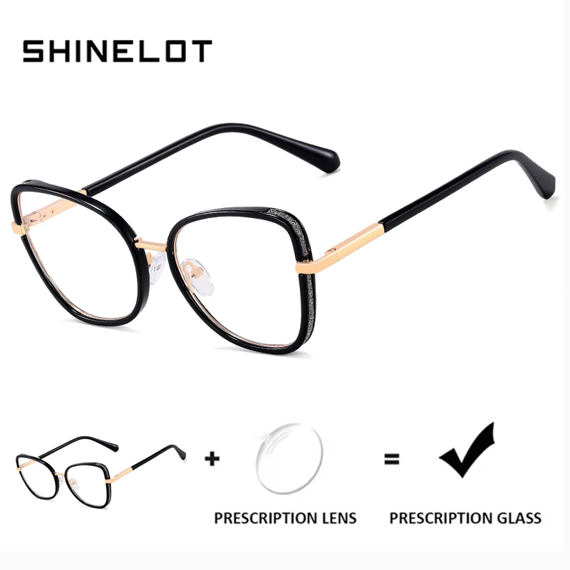 SHINELOT 82145, очки для близорукости по рецепту, женские прогрессивные очки «кошачий глаз», фотохромные оптические очки с защитой от синего света