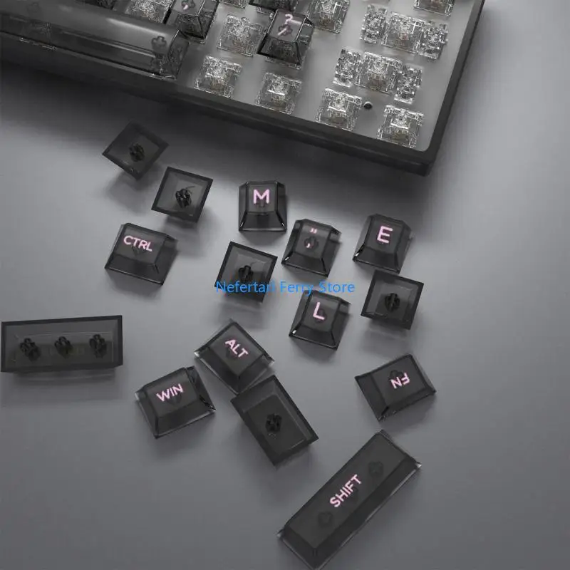 Фото A9BD Black Translucest Keycap, 152 клавиши для механических клавиатур, плавное набор для геймеров и программистов №4
