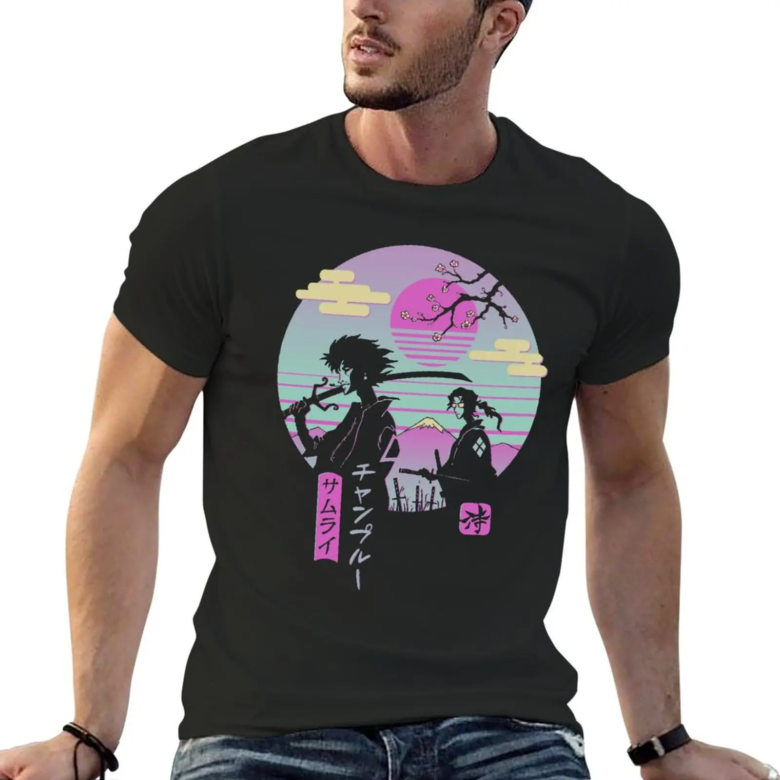 Футболка Samurai champloo, новинка, летний топ, традиционные винтажные мужские футболки, повседневные стильные