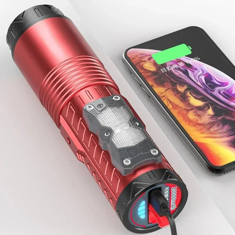 Фото Супер яркий светодиодный фонарик для рыбалки, перезаряжаемый от USB, уличный ручной светодиодный прожектор 30 Вт, 10000 мАч со штативом для охоты №2