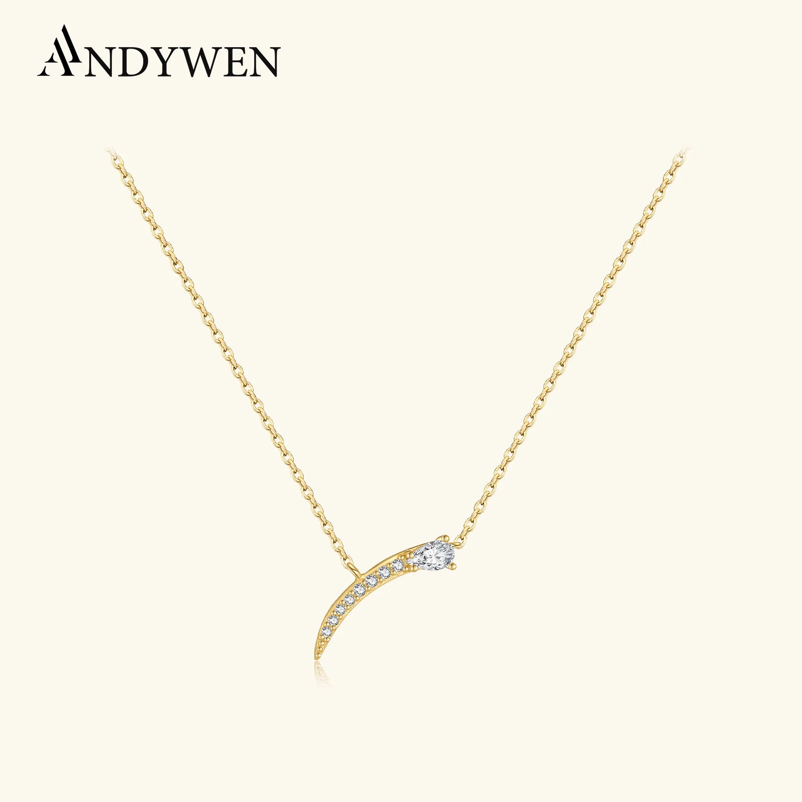 ANDYWEN, стерлинговое серебро 925 пробы, грушевидная форма, круглый циркон, CZ, длинная цепочка, ожерелье, женское роскошное ожерелье 2025, изысканные ювелирные изделия, подарок Ювелирные изделия