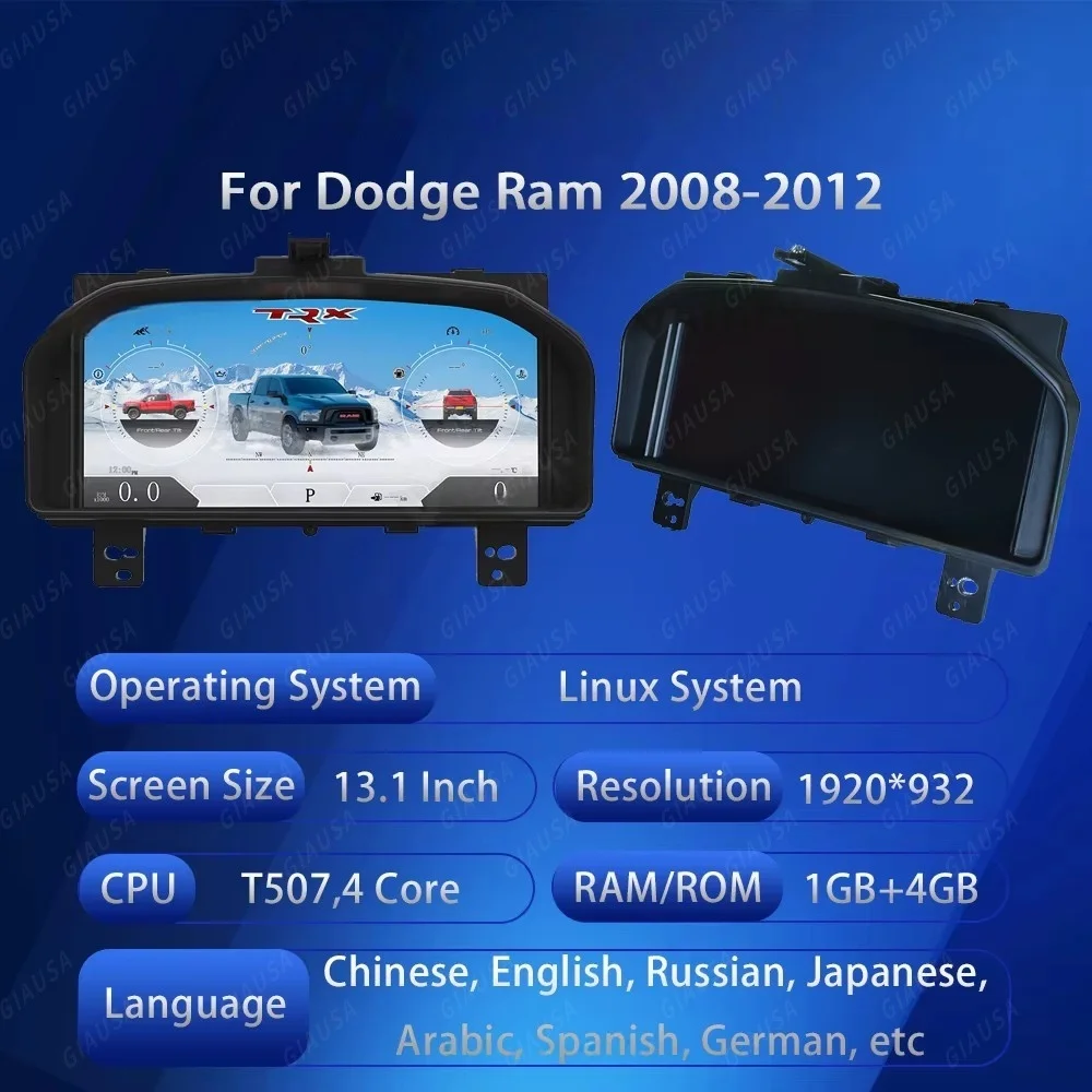 Автомобильный цифровой кластер с ЖК-дисплеем для Dodge Ram 1500 2500 3500 2008-2012, автомобильный цифровой спидометр, панель приборной панели, виртуальная приборная панель