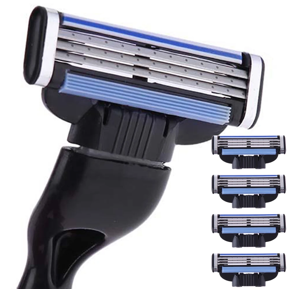 Shunmaii Gillette Mach 3 безопасных лезвий с 3-слойными острыми пластиковыми ручными лезвиями для мужчин со сменными запасами