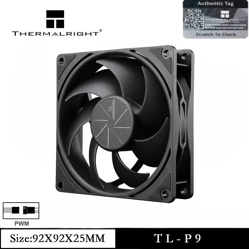 Thermalright TL-P9 Вентилятор процессора Охлаждающий корпус компьютера Тихий 4-контактный ШИМ-вентилятор для ПК Высокопроизводительный бесшумный кулер 92 мм Скорость 2200 об/мин