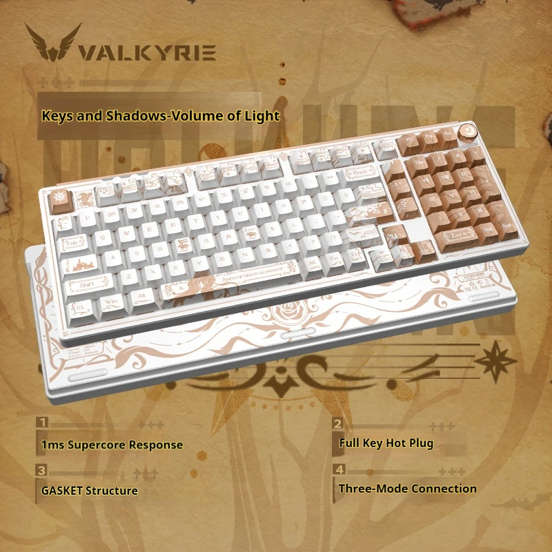 VALKYRIE VK99 Pro Беспроводная механическая клавиатура RGB с горячей заменой 8000 мАч Bluetooth 2,4G Проводная геймерская клавиатура для игровых аксессуаров