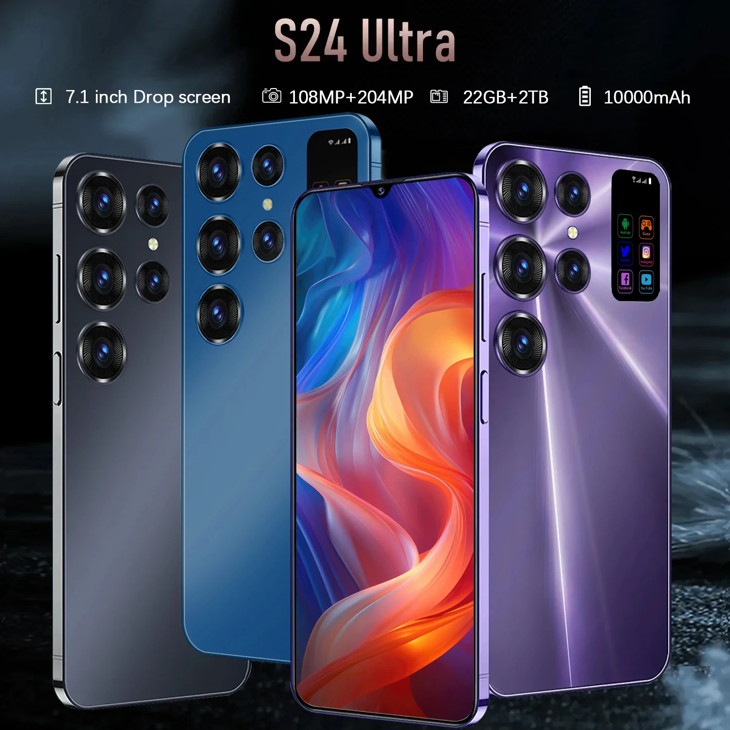 Фото Новинка, смартфон S24 Ultra +, оригинальный телефон, Android 7,1 дюймов, Full Screen HD, Face ID, 22 ГБ №2