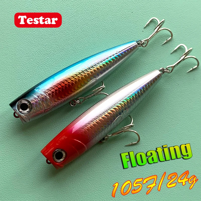 Плавающая приманка-Поппер Testar, приманка для рыбной ловли, 105 мм, 24 г, искусственная приманка для ловли щуки, окуня
