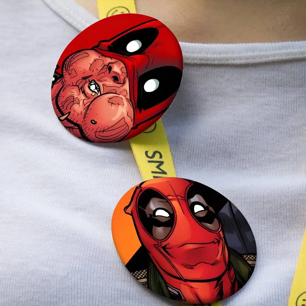FUNNY D-Deadpool-l значки аниме круглый лазерный значок мультяшная брошь одежда аксессуары для рюкзака лацкан