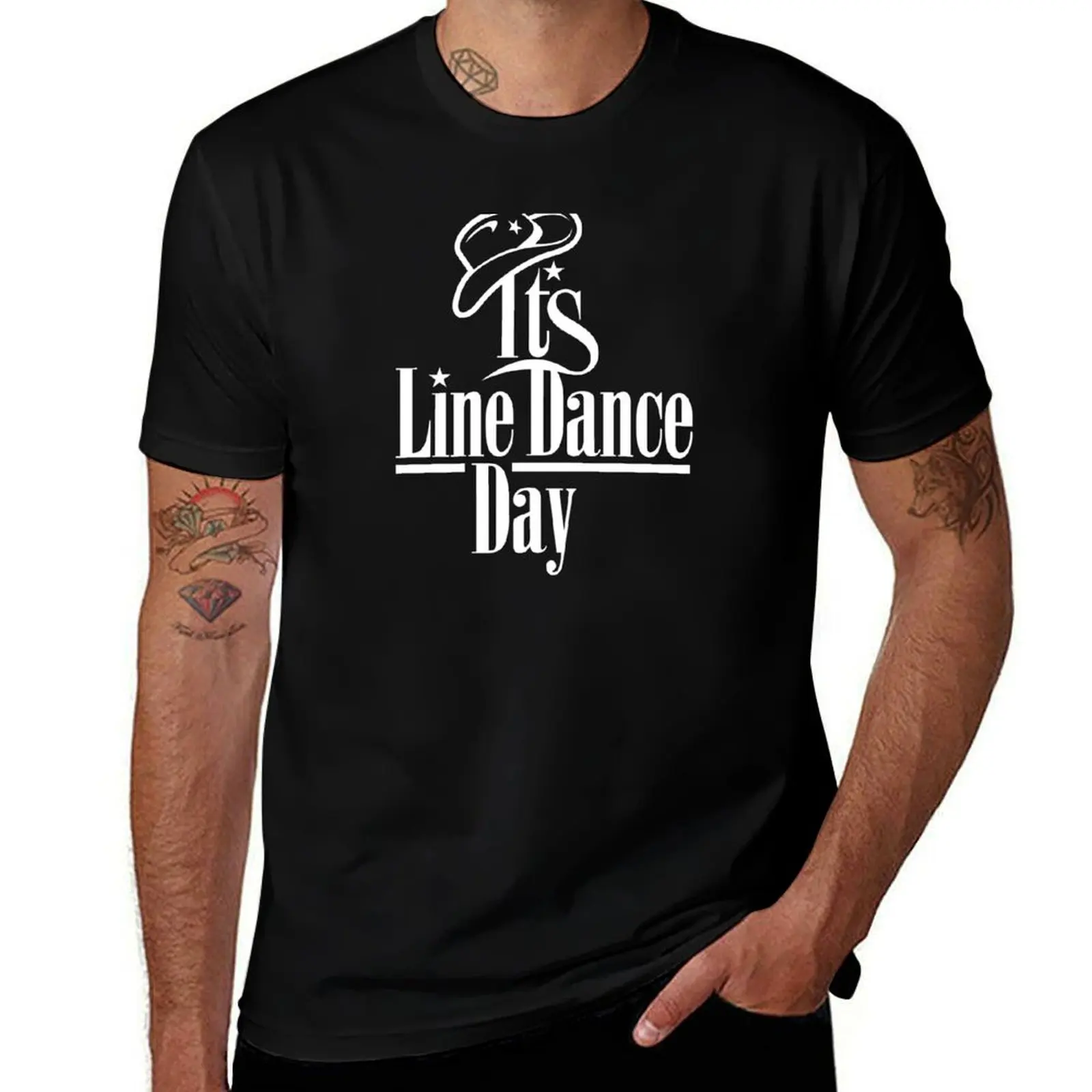 Футболка ITS LINE DANCE DAY, BY SUBGIRL, хлопковая футболка, мужские футболки с аниме, футболка большого размера