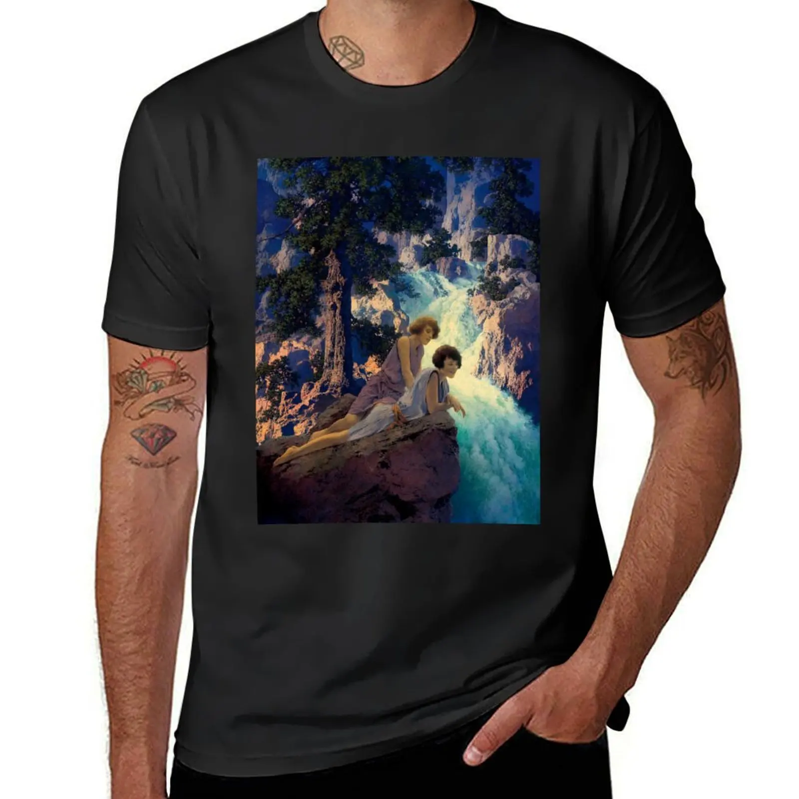 Водопад (1930) - Maxfield Parrish футболка аниме одежда Аниме летняя одежда Большие размеры Мужская одежда