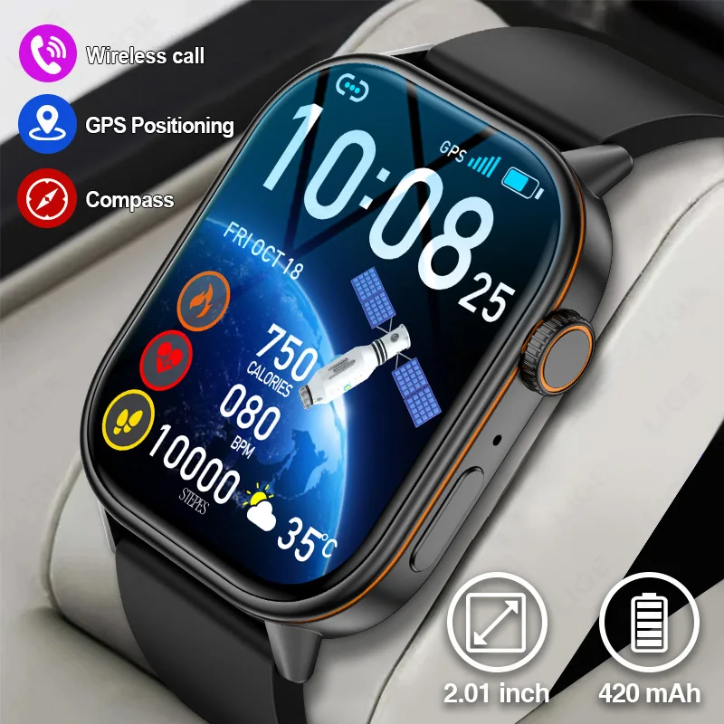 LIGE 2025 Новые GPS Смарт-часы Мужчины 2.01 