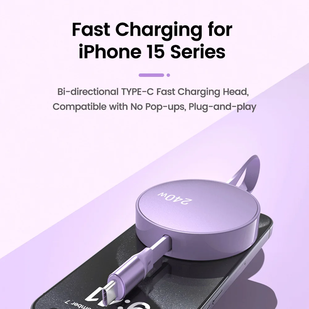 Фото PD 240 Вт USB C — USB C PD Кабель для iPhone Samsung Шнур для быстрой зарядки данных Выдвижной кабель для зарядного устройства типа C Провод для ПК Ноутбуки №3