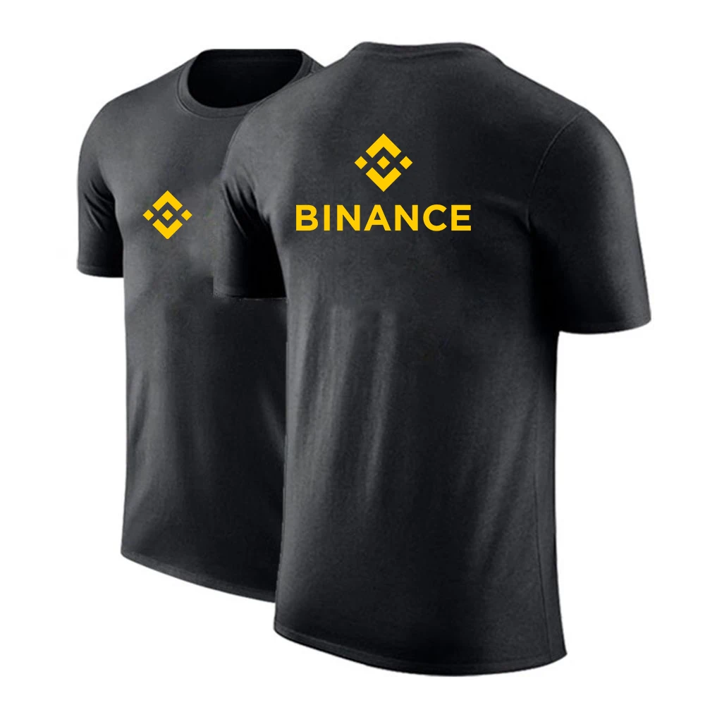 Binance криптография 2023 Мужская Новая летняя популярная однотонная хлопковая Футболка с круглым вырезом с короткими рукавами, с принтом Повседневная Уличная одежда футболки топы