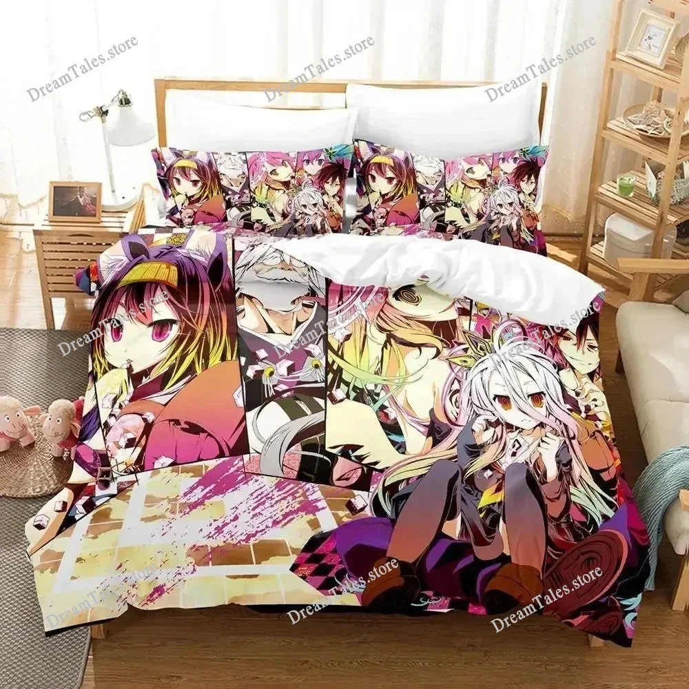 Фото Новая игра No Game No Life Sora and Shiro Комплект постельного белья Single Twin Full Queen King Size Комплект постельного белья для взрослых и детей Наборы пододеяльников для спальни №5