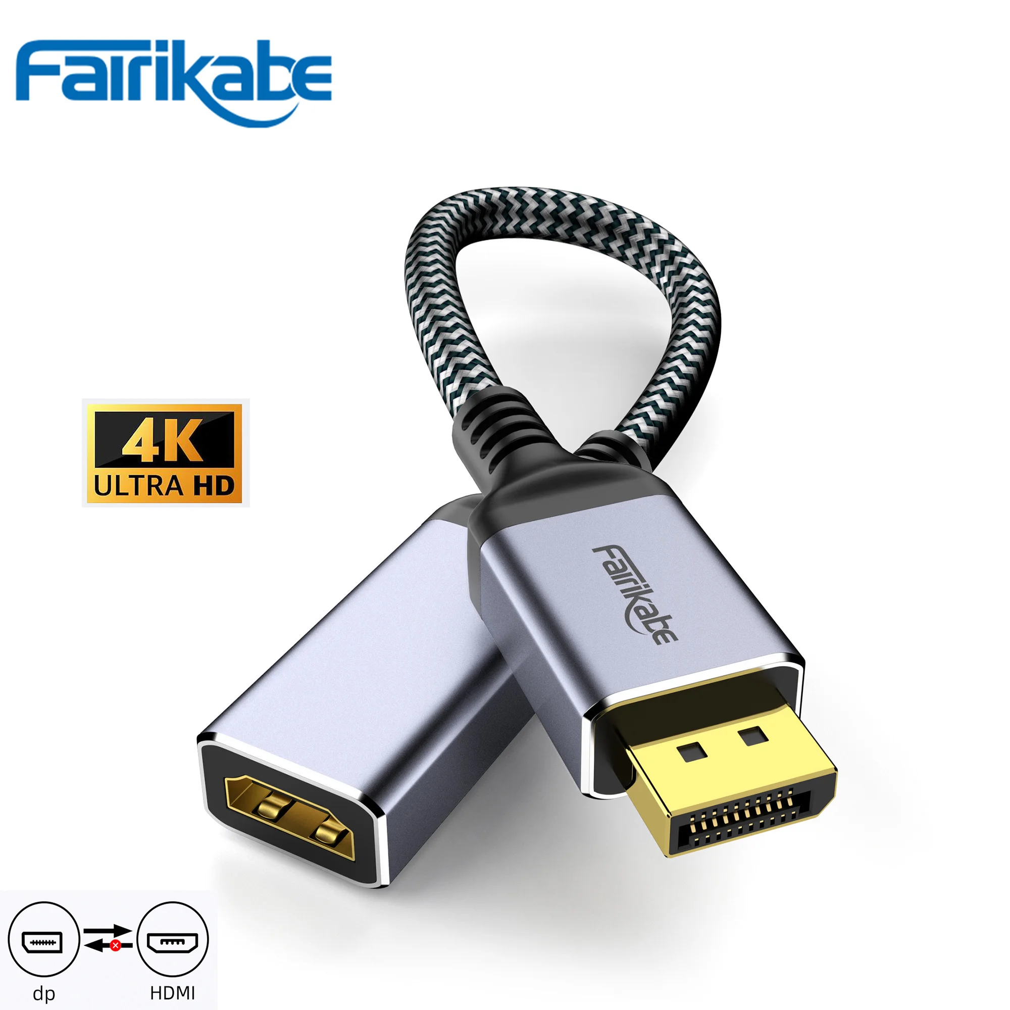 Кабель для порта дисплея 4K, HDMI-адаптер, DP Расширенный дисплей для настольного ноутбука, графическая карта для монитора телевизора, проектора