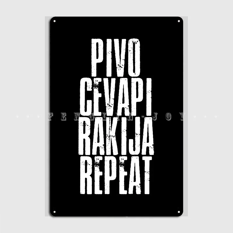Фото Pivo Cevapi Rakjia повторяющийся металлический знак кинотеатр кухня фреска создать украшение гаража жестяная вывеска плакат №2