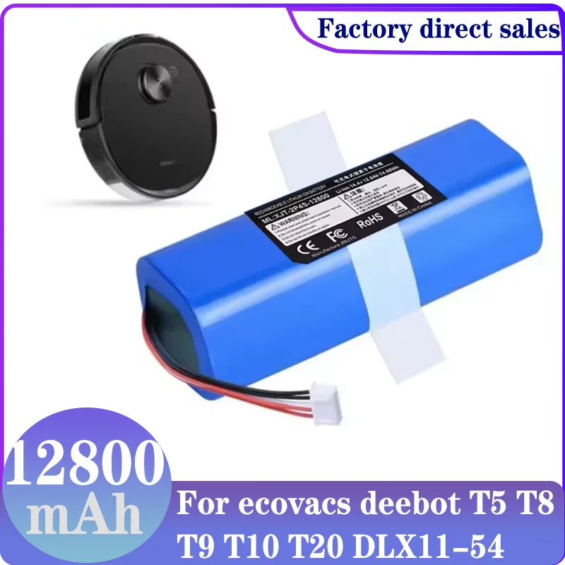 Аккумулятор 14,4 В, 12800 мАч для Ecovacs Deebot T5 T5MAX T5POWER T8 T8Prower T8AIVI T9Prower T9AIVI T9MAX T10 T20 X1 X2, подметальный робот