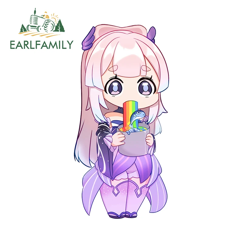 EARLFAMILY 13 см x 6,4 см Genshin ударные автомобильные наклейки Аниме Chibi Kawaii Смешные фотообои для бампера окна ноутбука виниловый Декор
