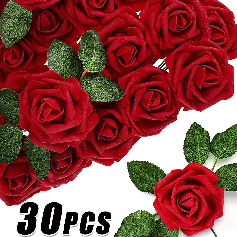 30/5 шт., искусственные розы из вспененного материала