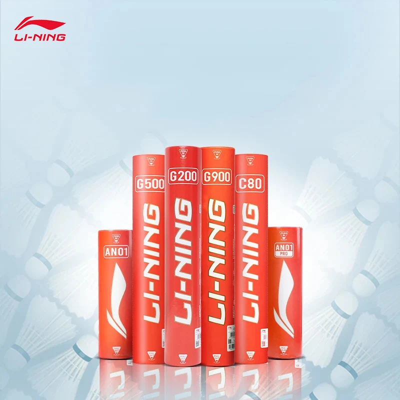 Серия LI-NING для бадминтона G600, 76 скоростей и 77 скоростей, бадминтон с гусиными перьями (12 шт./бочка) AYQR008 Спортивные ракетки