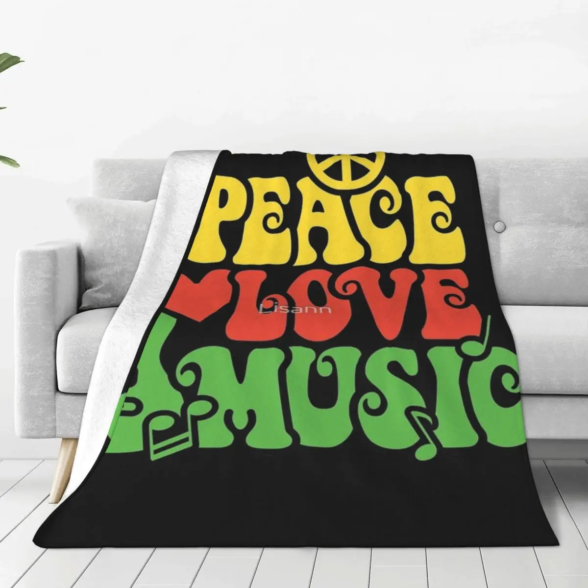 Фото Плед для музыки Reggae Peace Love, модное портативное одеяло для гостиной, не скатывается №2