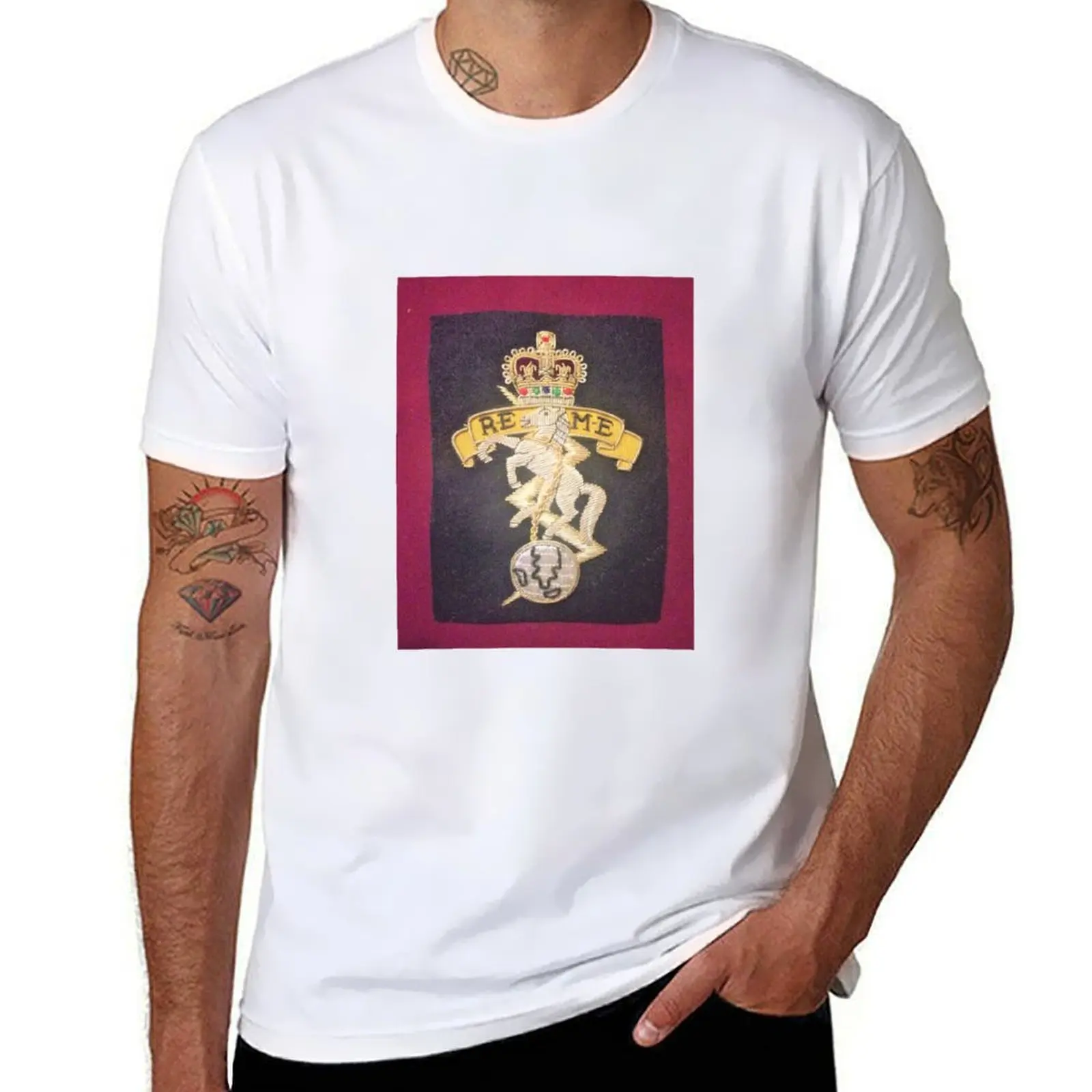 Футболка REME CAP BADGE / INSIGNIA, футболки из 100% хлопка, мужские облегающие футболки