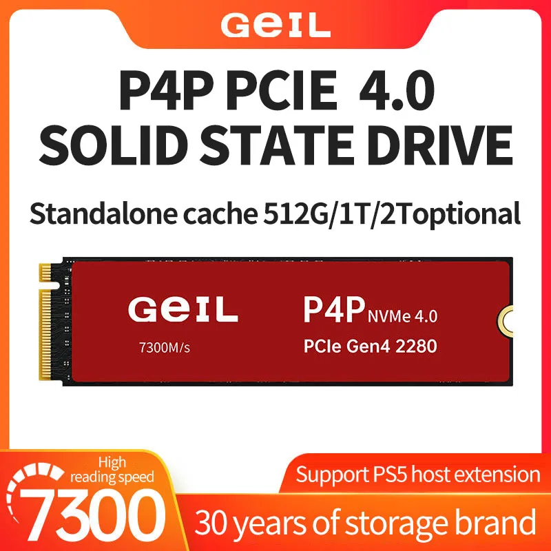 Фото Внутренний твердотельный накопитель GeIL P4P M2 SSD 256 ГБ 512 ГБ 1T 2t 4T 8T M.2 NVME 1,4 PCIe 4,0 Gen 4X4 2280 для ноутбуков №2