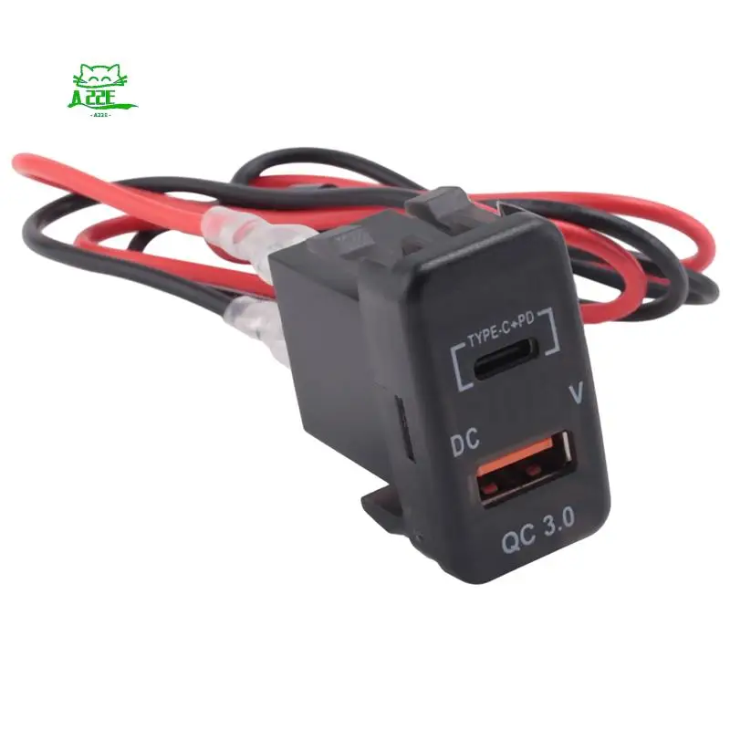 A22E-адаптер для быстрого зарядного устройства QC3.0 с двумя USB-разъемами для быстрого зарядного устройства с вольтметром для Toyota Land Cruiser Hilux Prado FJ