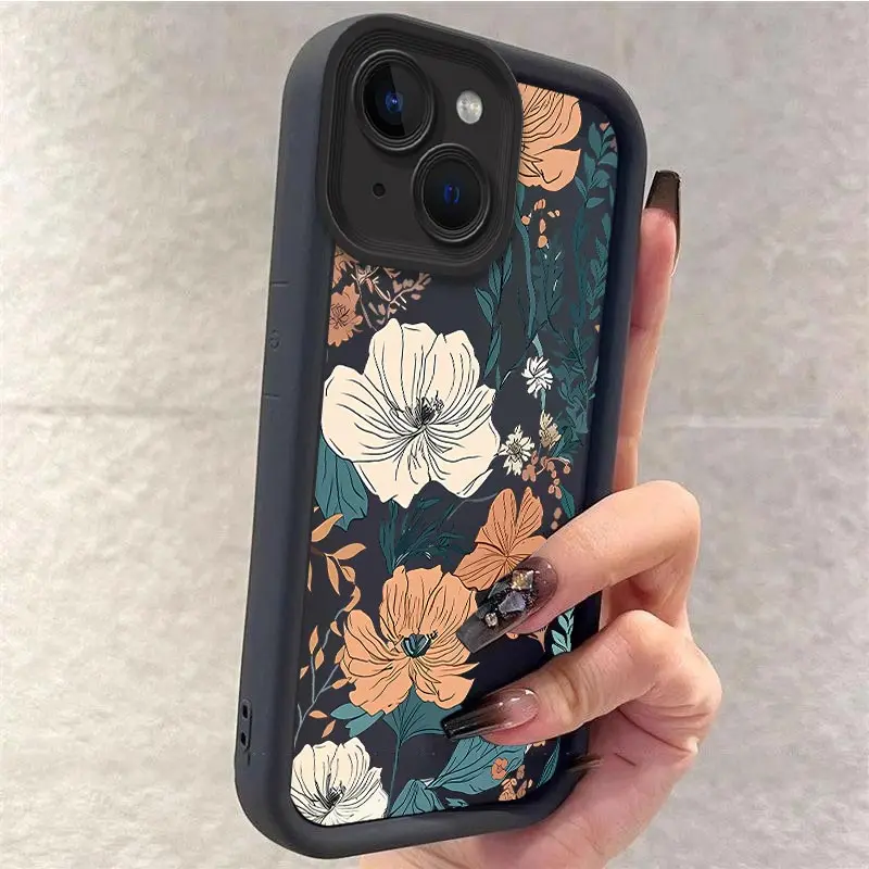 Фото Чехол для телефона 15 RetroFlower для iPhone 15 14 Pro Max, чехлы 13 12 Pro Max XR X XS 7 8 Plus SE 2022, защитная крышка для объектива камеры №3
