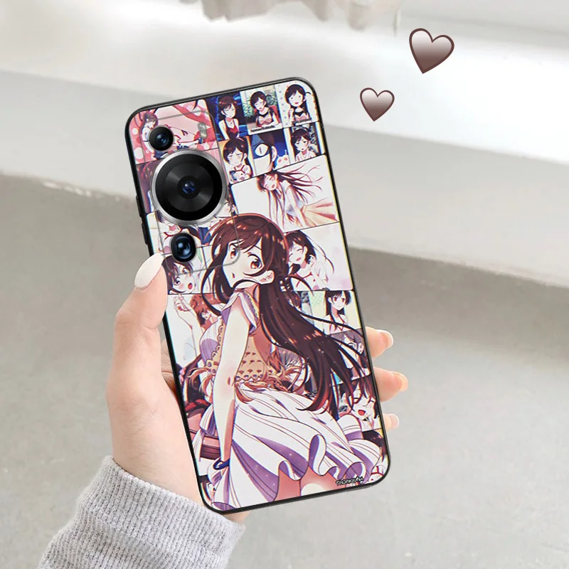 Фото Матовый чехол для телефона Huawei P20 Pro P Smart P40 P30 Lite Moto G30 G31 G200 OneFusion аниме милая девушка мягкий черный Чехол Funda Shell №2