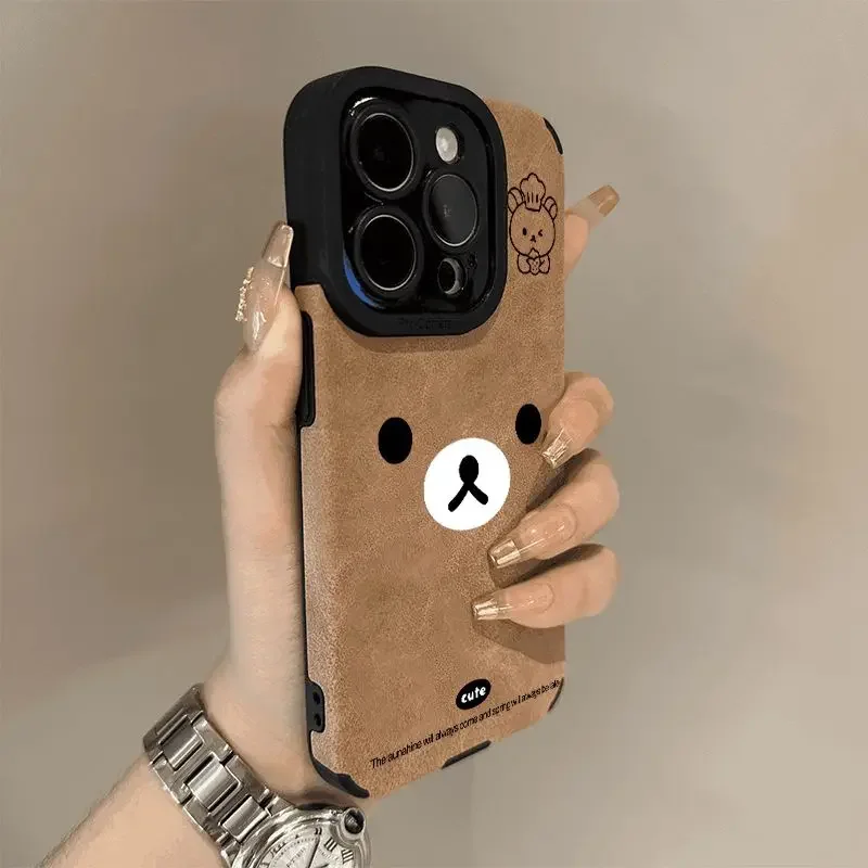 Фото Kawaii Rilakkuma применяется к Iphone 16/15 Promax замшевый чехол для телефона аниме мультфильм 14/13/12 наборов мягких резиновых рождественских подарков игрушки №3
