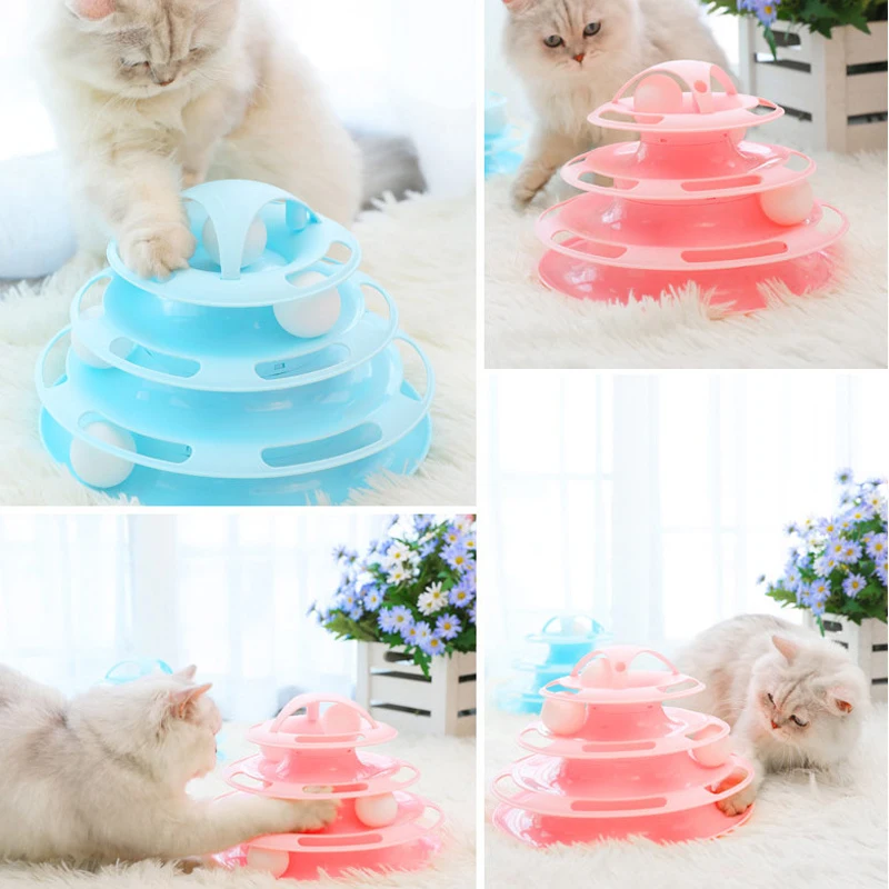 Фото Игрушка для кошек, 3/4 уровней, дороги в виде башни, фототабличка, котенок, башня, треки, дисковый туннель для кошек, товары для кошек №4