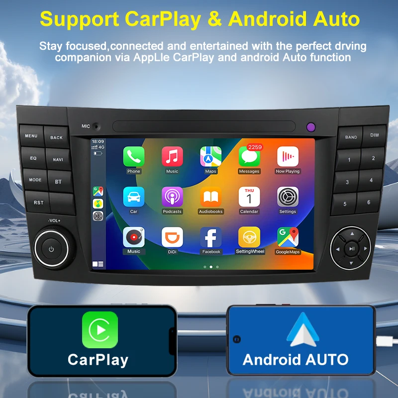 Фото Android 13 для Mercedes Benz E-Class W211 E200 E220 E300 E350 E240 E280 Автомагнитола мультимедийный видеоплеер GPS WIFI Carplay №4