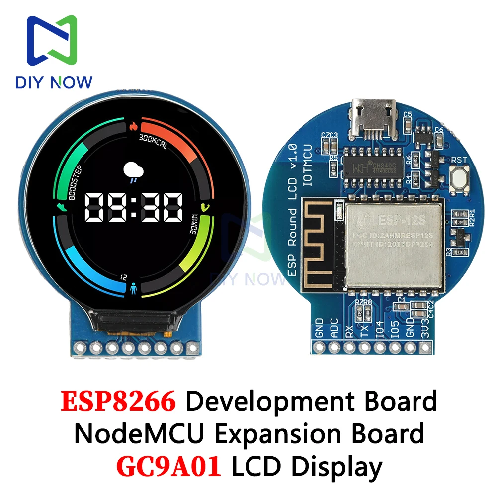 Плата разработки ESP8266 Плата расширения NodeMCU 1,28 дюйма GC9A01 Круглый TFT ЖК-дисплей Плата разработки Micro USB EPS