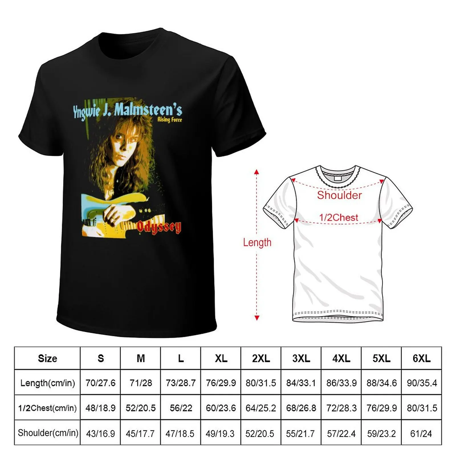 Фото Футболка YNGWIE MALMSTEEN, футболки большого размера, мужская забавная рубашка с графикой, хлопковые мужские футболки с графикой №2