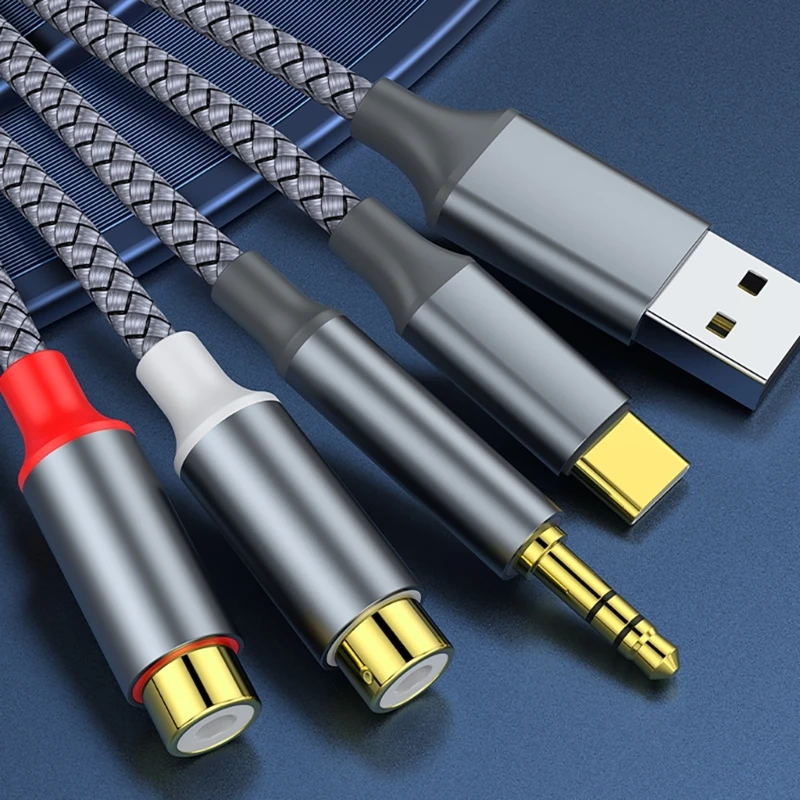 Кабель слухового соединения USB Typec to 2rca Cable 3,5 мм адаптер множественные входные D2RC