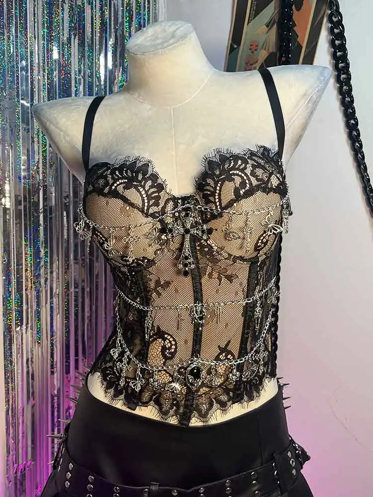 Фото Y2K TOPS Emo E-Girls Harajuku DIY Kawaii Cyber Trendy Goth Chain Клубная одежда Крест Подросток Панк Рок Гранж Готический Танк Фея Эко №2