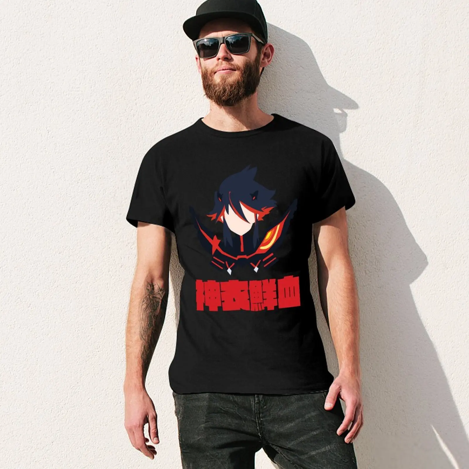 Фото Футболка Kamui Senketsu, рубашка с аниме, футболки большого размера, мужские однотонные черные мужские футболки №3