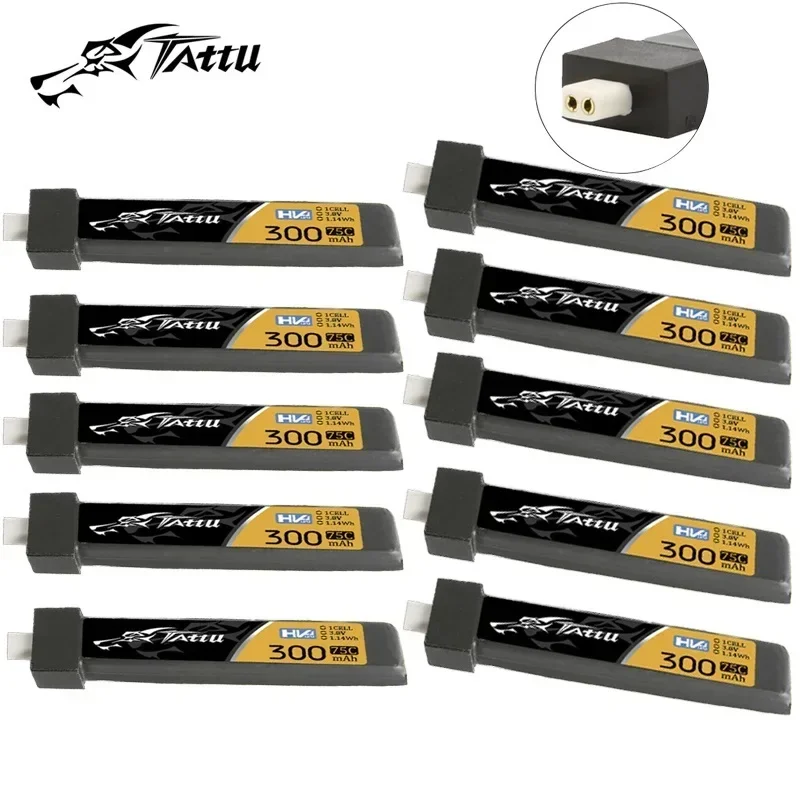 1-10 шт. обновление TATTU 75C 1S 300 мАч 3,8 В Lipo аккумулятор для радиоуправляемого вертолета Quadcopter FPV Racing Drone Parts с BT2.0 1S BATTERY
