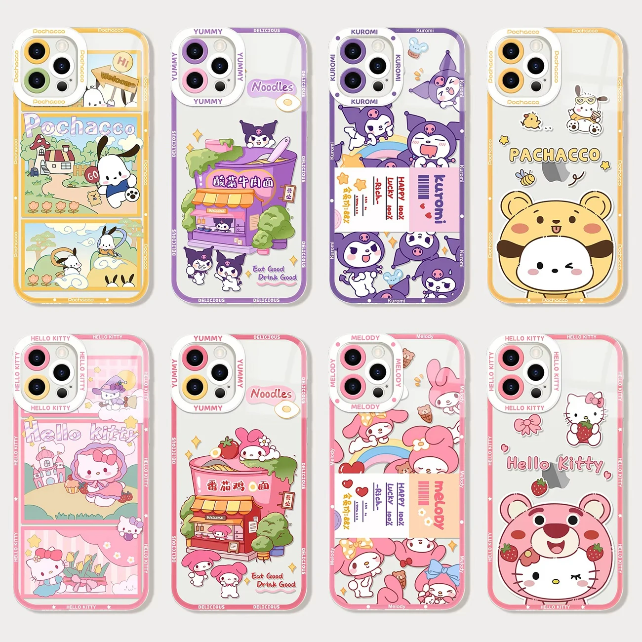 Мягкий силиконовый чехол с милым кроликом «Hello Kitty» для iPhone 16, 15, 14, 13, 12, 11 Pro Max Plus XR XS X 8 7 SE 2020, прозрачный чехол