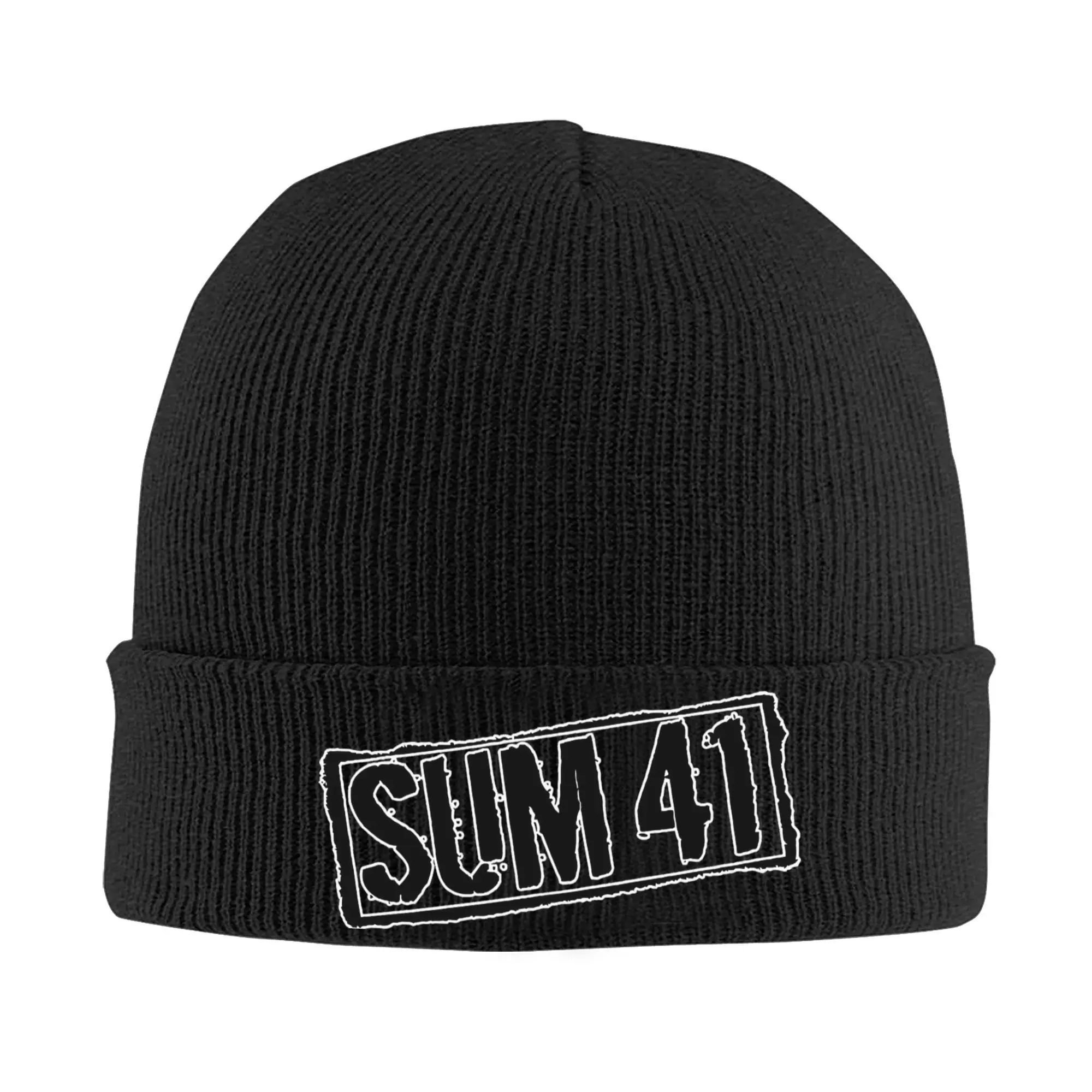 Логотип рок-группы Sum 41, теплая зимняя шапка с манжетами для мужчин и женщин, вязаные шапки, шапки с капюшоном