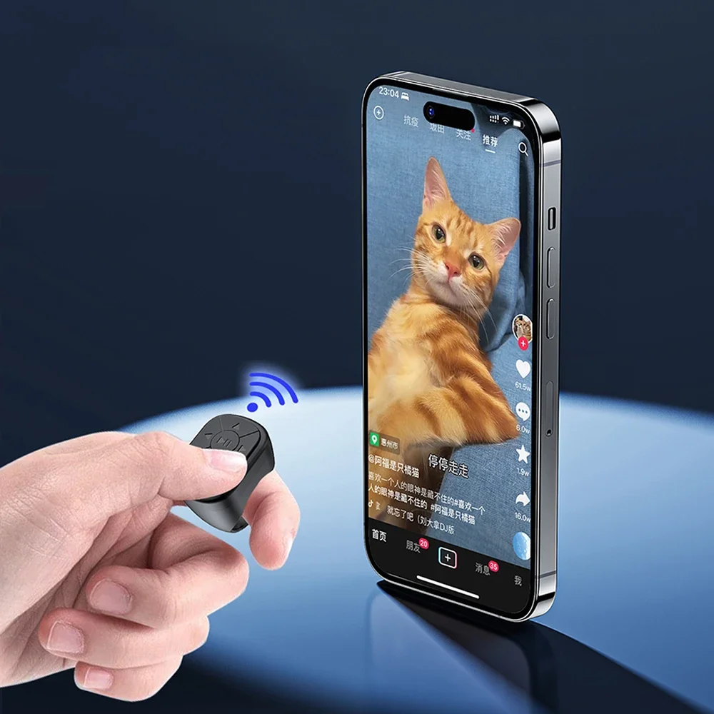 Фото Умное кольцо на палец, Bluetooth, пульт дистанционного управления для селфи, видеоконтроллер, автоматический переворот страниц, прокрутка для мобильного телефона iPhone Xiaomi TikTok №2