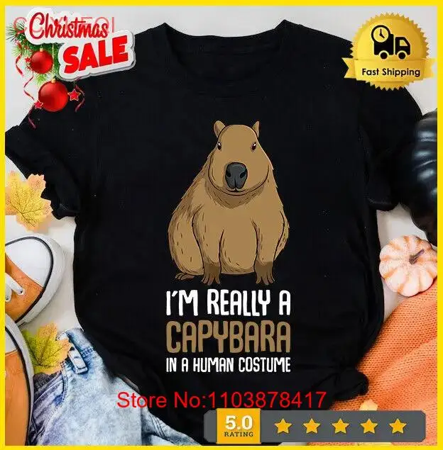 Мужской/женский костюм capyбара, футболка, размер S-5XL