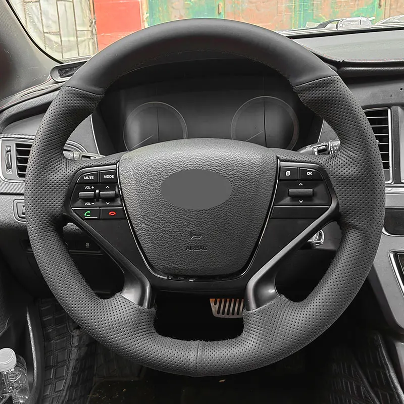 Чехол из мягкой перфорированной кожи для Hyundai Sonata 9 2015 2016 2017 (4 спицы)