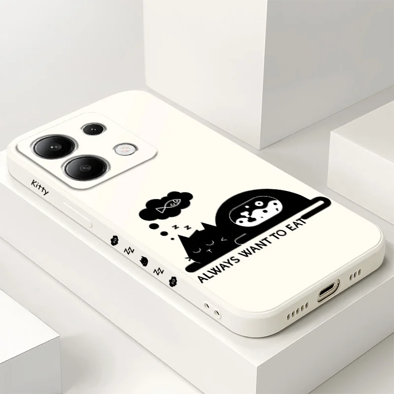 Чехол для телефона Dream Black Cat для Xiaomi Redmi Note 14 13 12 12S 11 11S 10 10S 9 9S Pro Plus 4G 5G с жидким силиконовым чехлом