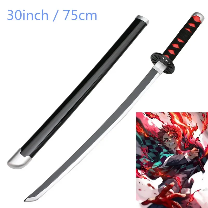 Косплей аниме Kamado Tanjirou 30inch Demon Slayer Sword Katana Demon Slayer: Kimetsu no Yaiba Agatsuma Zenitsu Wood 75cm модель оружия